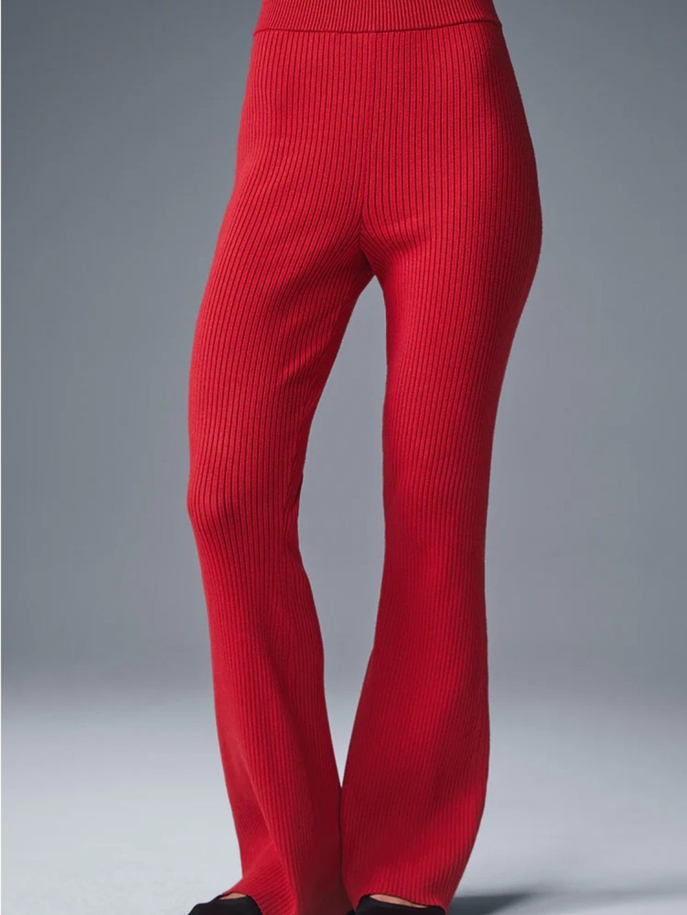 ALO Denim Knit High-Waist Flare Pant